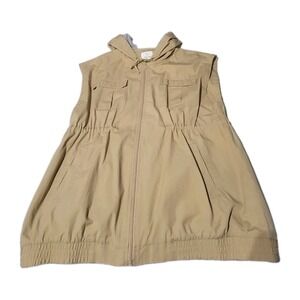 Aerie Offline Military Utility Vest Cotton Hooded‎ Tan Women's Size Large